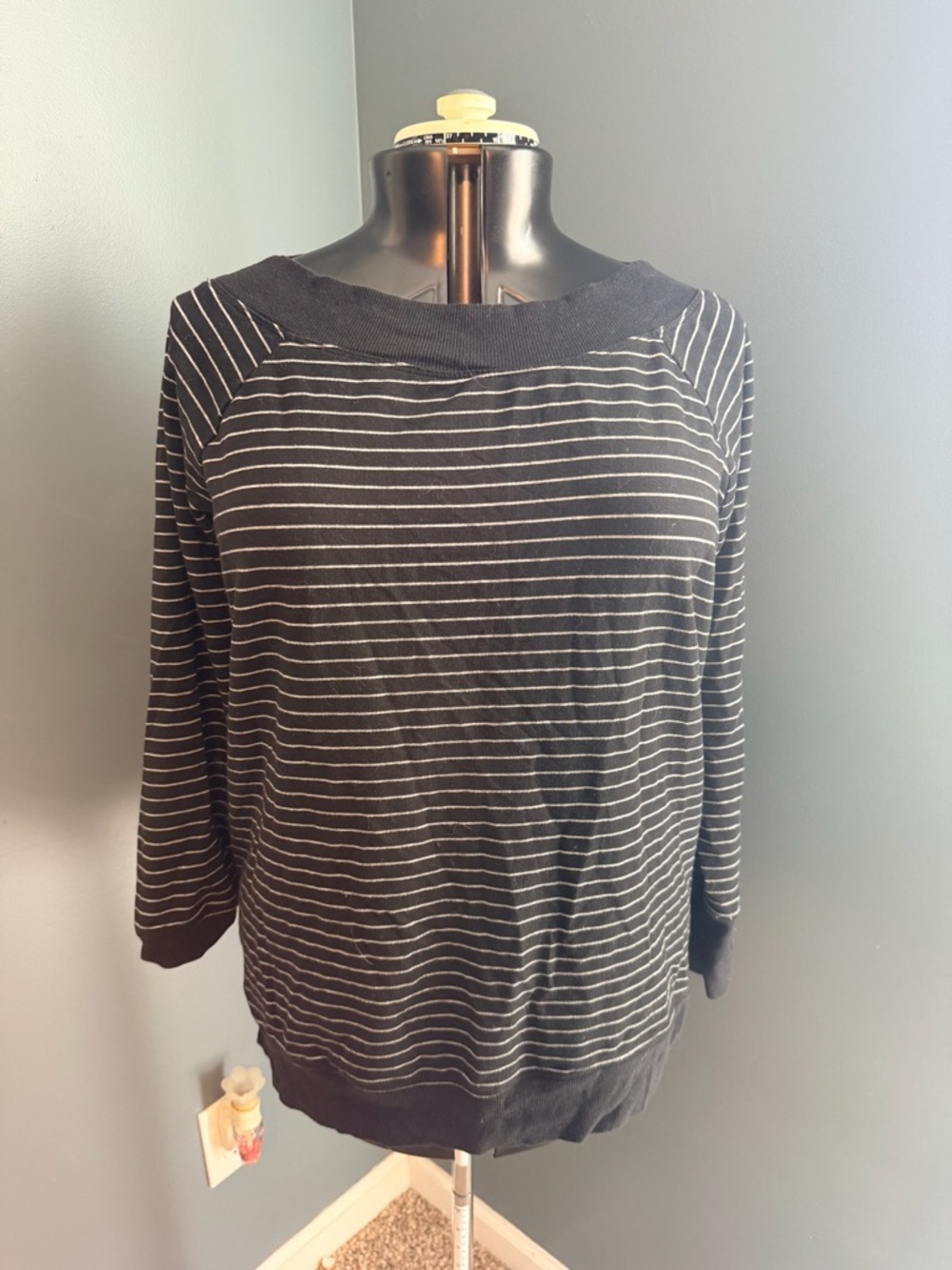 A Pea in the Pod Black Striped Maternity Pullover